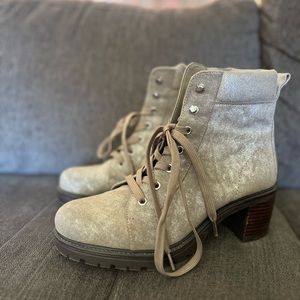 Vince Camuto Taupe Shiny Booties | Women’s 8